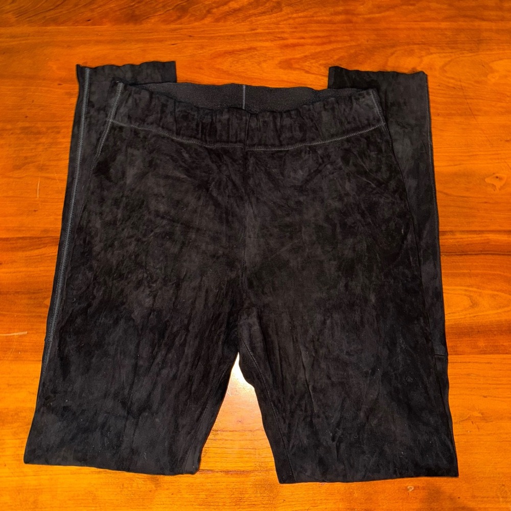 JIL SANDER Black Suede Lamb Leather Ankle Pants Women's Size Medium GUC